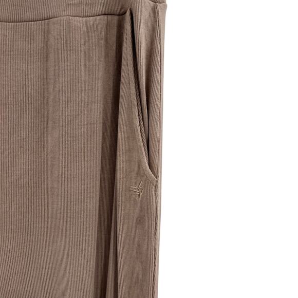 Cozy Earth Bamboo Rib-Knit Jogger Pants Lounge Brown Beige Size Large - Picture 5 of 10